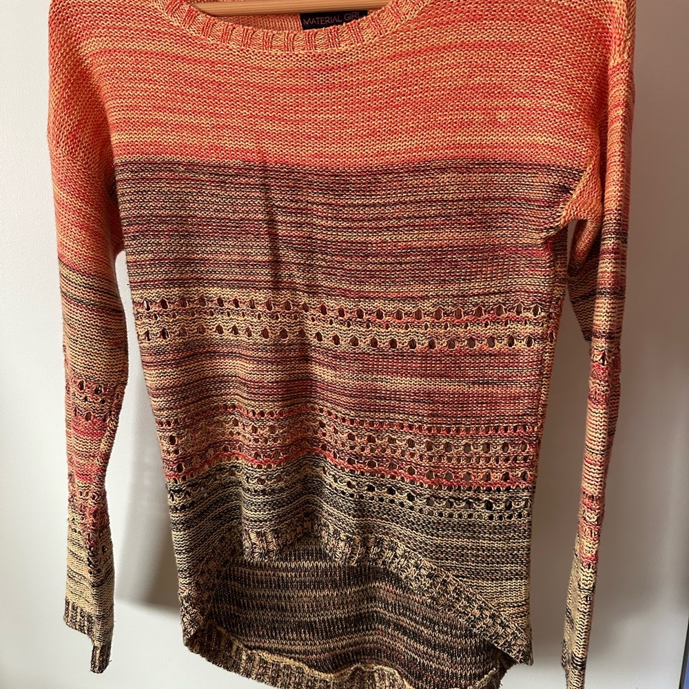 Material Girl Orange and Cream Knit Sweater
